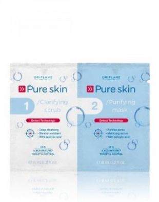 Oriflame Pure Skin 1 Clarifying Scrub & 2 Purifying Mask 