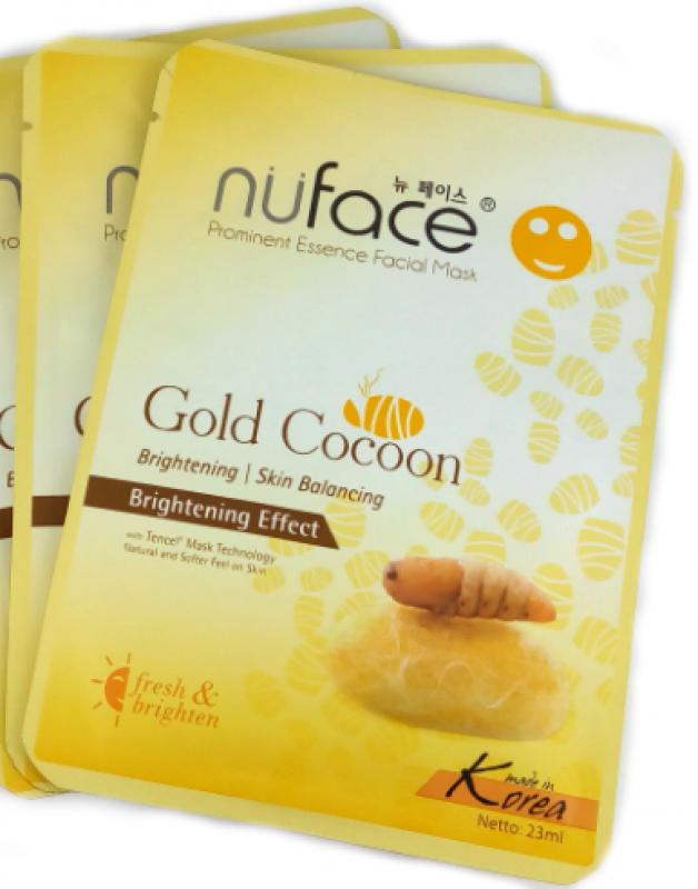 Download Nuface Prominent Essence Facial Mask Gold Cocoon Review Female Daily PSD Mockup Templates