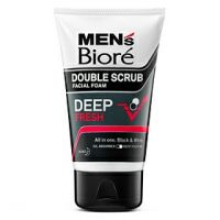 Biore Mens Double Scrub Facial Foam Deep Fresh