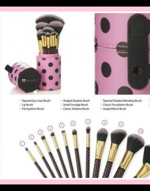 BH Cosmetics Pink A-Dot Brush Set 