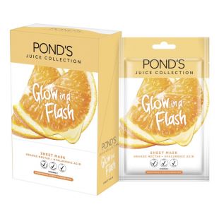 Pond's Juice Collection Glow in a Flash Sheet Mask Orange Nectar + Hyaluronic Acid (Vitamin C)