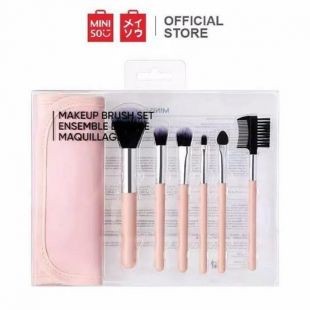 Miniso 7 in 1 Makeup Brush Set Ensemble Brosse Maquillage Coral Orange