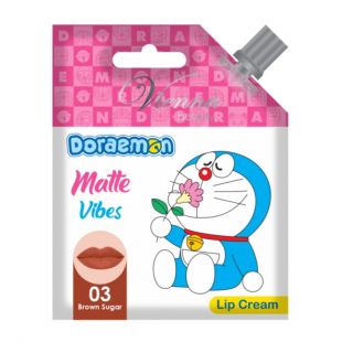 Vienna Doraemon Matte Vibes Lip Cream 03 Brown Sugar