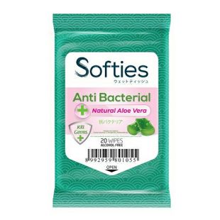 Softies Anti Bacterial Wipes Natural Aloe Vera