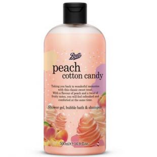 Boots 3 In 1 Shower Gel, Bubble Bath & Shampoo Peach Cotton Candy
