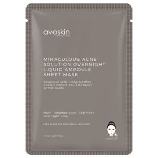 AVOSKIN Miraculous Acne Solution Overnight Liquid Ampoule Sheet Mask 