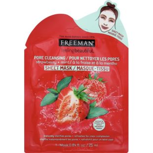 FREEMAN Pore Cleansing Strawberry + Mint Sheet Mask 