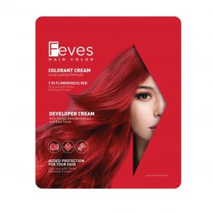Feves Hair Color Colorant Cream 7.55 Floweriness Red