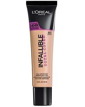L'Oreal Paris INFALLIBLE Total Cover Foundation 307 Sand Beige