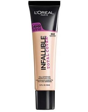 L'Oreal Paris INFALLIBLE Total Cover Foundation 302 Creamy Natural