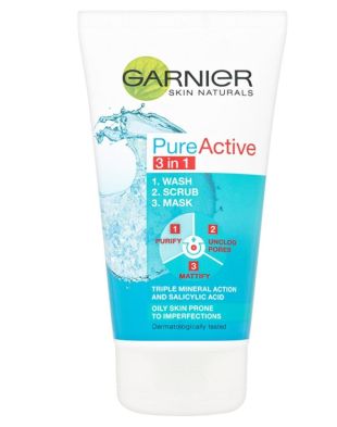 Garnier Pure Active 3 in 1 Wash Scrub Mask 