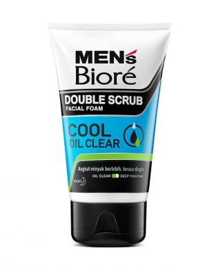 Biore Mens Double Scrub Facial Foam Cool Oil Clear
