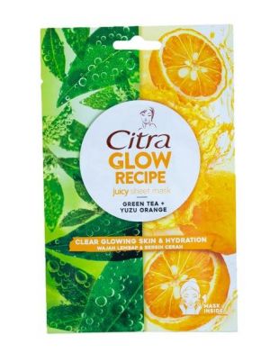 Citra Glow Recipe Juicy Sheet Mask Green Tea + Yuzu Orange