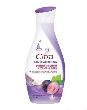 Citra Night Whitening Hand and Body Lotion Grapeseed Oil & Yoghurt