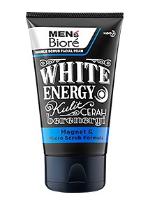 Biore Mens Double Scrub Facial Foam White Energy