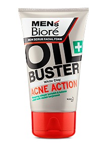 Biore Men's Non Scrub Facial Foam Oil Boster Acne Action