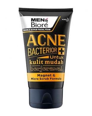 Biore Mens Double Scrub Facial Foam Acne Bacterior