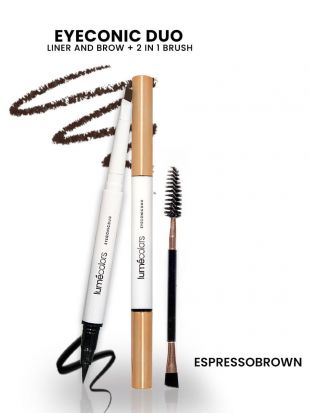 Lumecolors Eyeconic Duo Liner and Brow + 2 in 1 Brush Espresso Brown