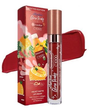 Marina Glow Ready Velvet Matte Lip Cream Limited Edition X hemaviton C1000 02 Energetic Red