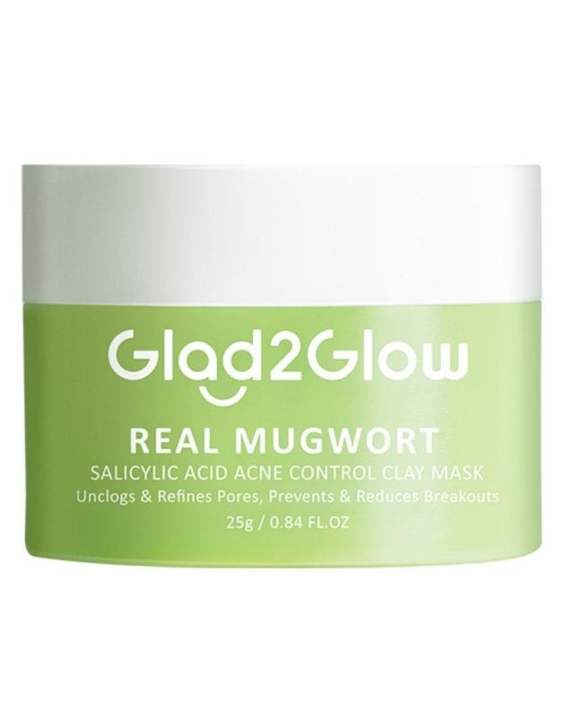 Glad2Glow Real Mugwort Clay Mask Salicylic Acid Acne Control Beauty